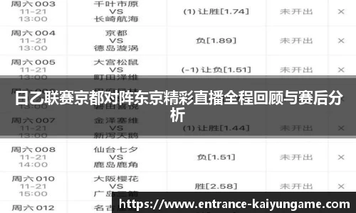 日乙联赛京都对阵东京精彩直播全程回顾与赛后分析